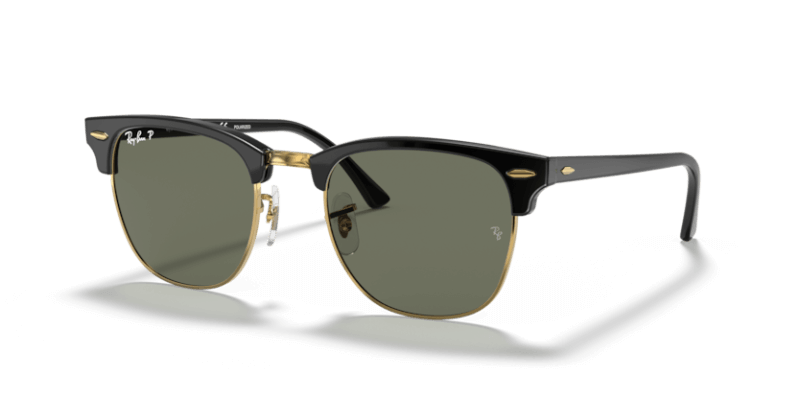 Unisex sunčane naočale RAY BAN CLUBMASTER RB3016 901 58: crni okvir, zelena  stakla