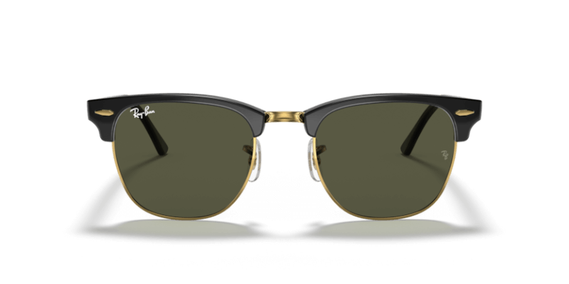 Unisex sunčane naočale RAY BAN CLUBMASTER RB3016 W0365: crni okvir, zelena  stakla