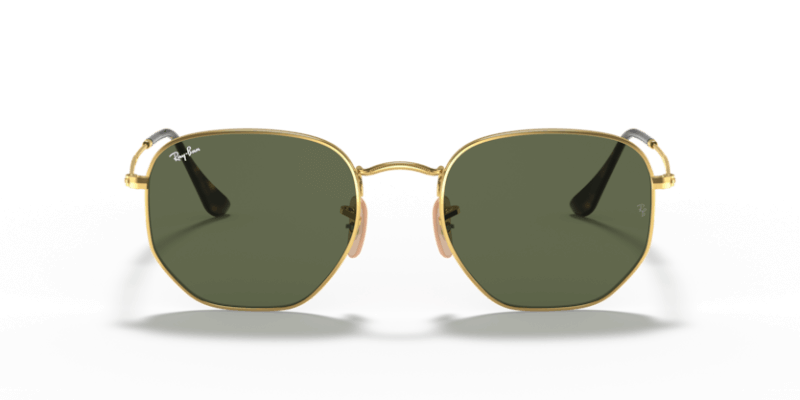 Unisex sunčane naočale RAY BAN HEXAGONAL RB3548N 001: zlatni okvir, zelena  stakla