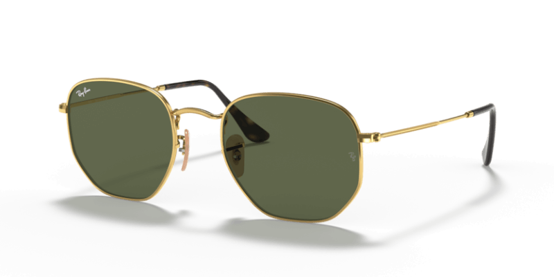 Unisex sunčane naočale RAY BAN HEXAGONAL RB3548N 001: zlatni okvir, zelena  stakla