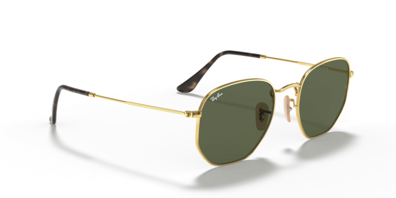 Unisex sunčane naočale RAY BAN HEXAGONAL RB3548N 001: zlatni okvir, zelena  stakla