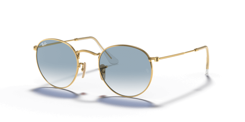 Unisex sunčane naočale RAY BAN ROUND METAL RB3447N 001 3F: zlatni okvir, plava gradual  stakla