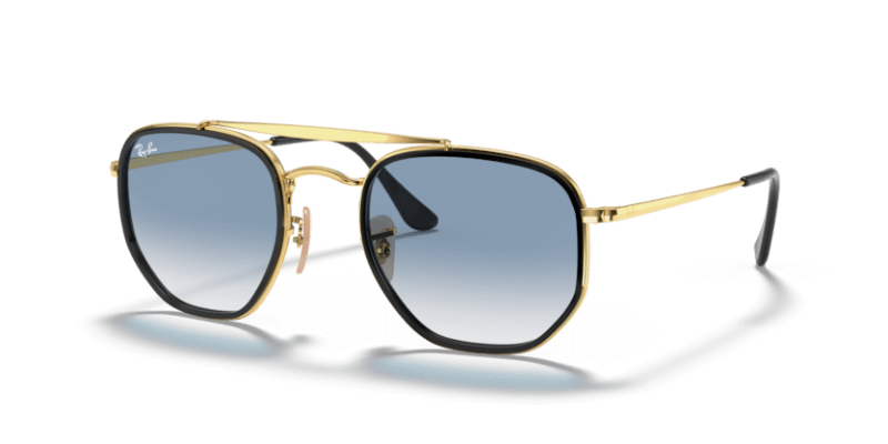 Unisex sunčane naočale RAY BAN THE MARSHAL  RB3648M 91673F: zlatni okvir, plava metalizirana  stakla