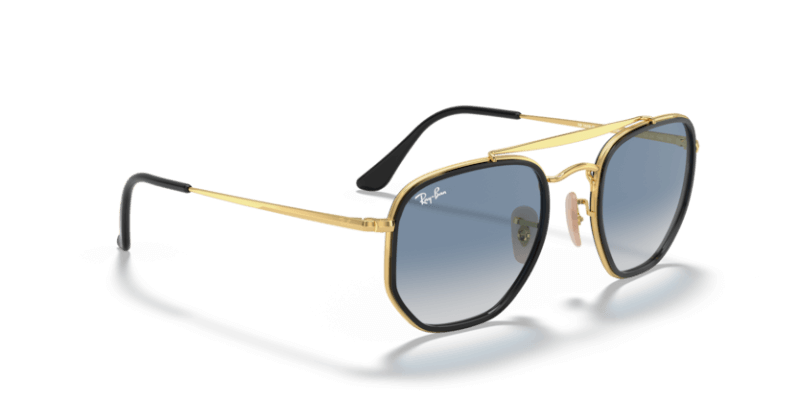 Unisex sunčane naočale RAY BAN THE MARSHAL  RB3648M 91673F: zlatni okvir, plava metalizirana  stakla