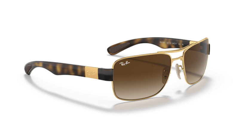 Muške sunčane naočale RAY BAN RB3522 001 13: zlatni okvir, smeđa gradual  stakla