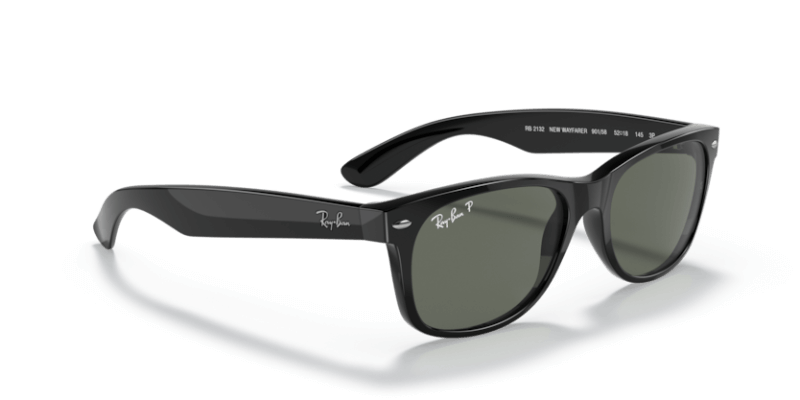 Unisex sunčane naočale RAY BAN NEW WAYFARER RB2132 901 58: crni okvir, zelena  stakla