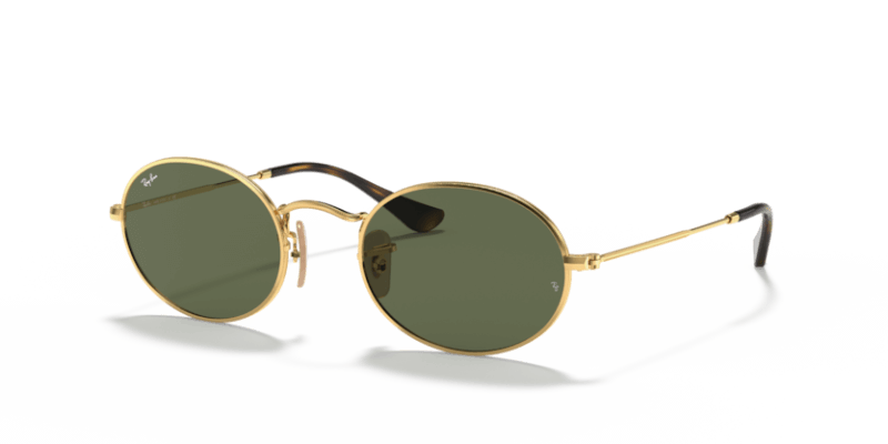 Unisex sunčane naočale RAY BAN OVAL RB3547N 001: zlatni okvir, zelena  stakla