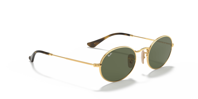 Unisex sunčane naočale RAY BAN OVAL RB3547N 001: zlatni okvir, zelena  stakla