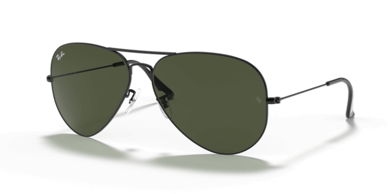 Unisex sunčane naočale RAY BAN AVIATOR LARGE METAL RB3026 L2821: crni okvir, zelena  stakla