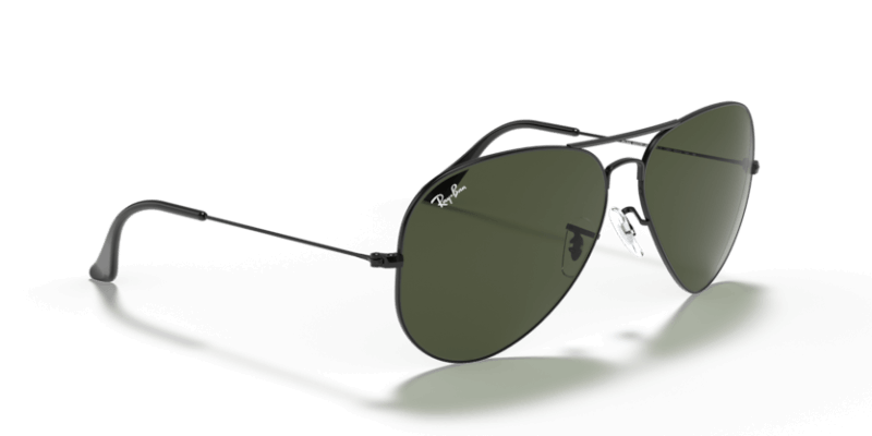 Unisex sunčane naočale RAY BAN AVIATOR LARGE METAL RB3026 L2821: crni okvir, zelena  stakla