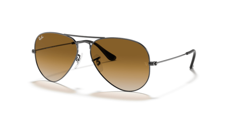 Unisex sunčane naočale RAY BAN AVIATOR LARGE METAL RB3025: gun metal okvir, smeđa gradual  stakla