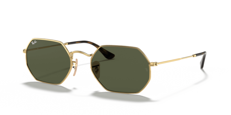 Unisex sunčane naočale RAY BAN OCTAGONAL RB3556N 001: zlatni okvir, zelena  stakla