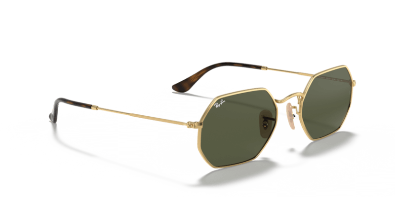 Unisex sunčane naočale RAY BAN OCTAGONAL RB3556N 001: zlatni okvir, zelena  stakla