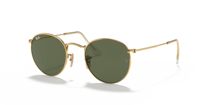 Unisex sunčane naočale RAY BAN ROUND METAL RB3447N 001: zlatni okvir, zelena  stakla