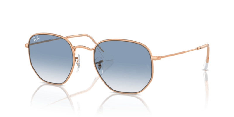 Unisex sunčane naočale RAY BAN HEXAGONAL RB3548 92023F: zlatni okvir, plava gradual  stakla