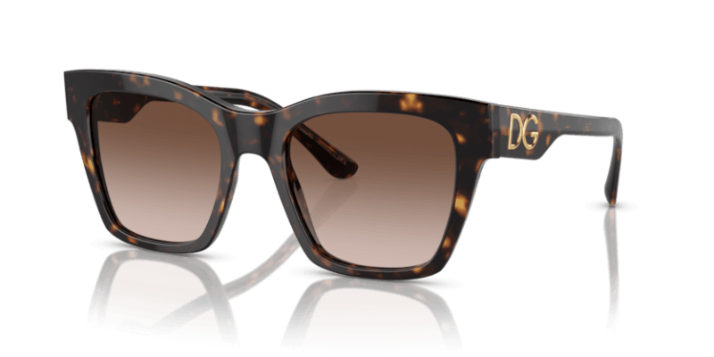 Ženske sunčane naočale DOLCE & GABBANA DG4384 502 13: havana okvir, smeđa gradual  stakla